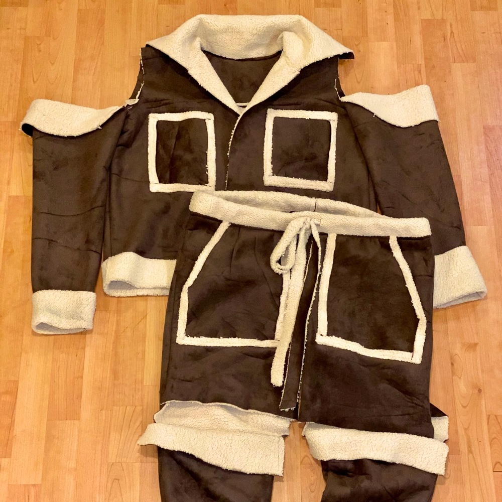 Suede-Shearling  2 Piece Set
